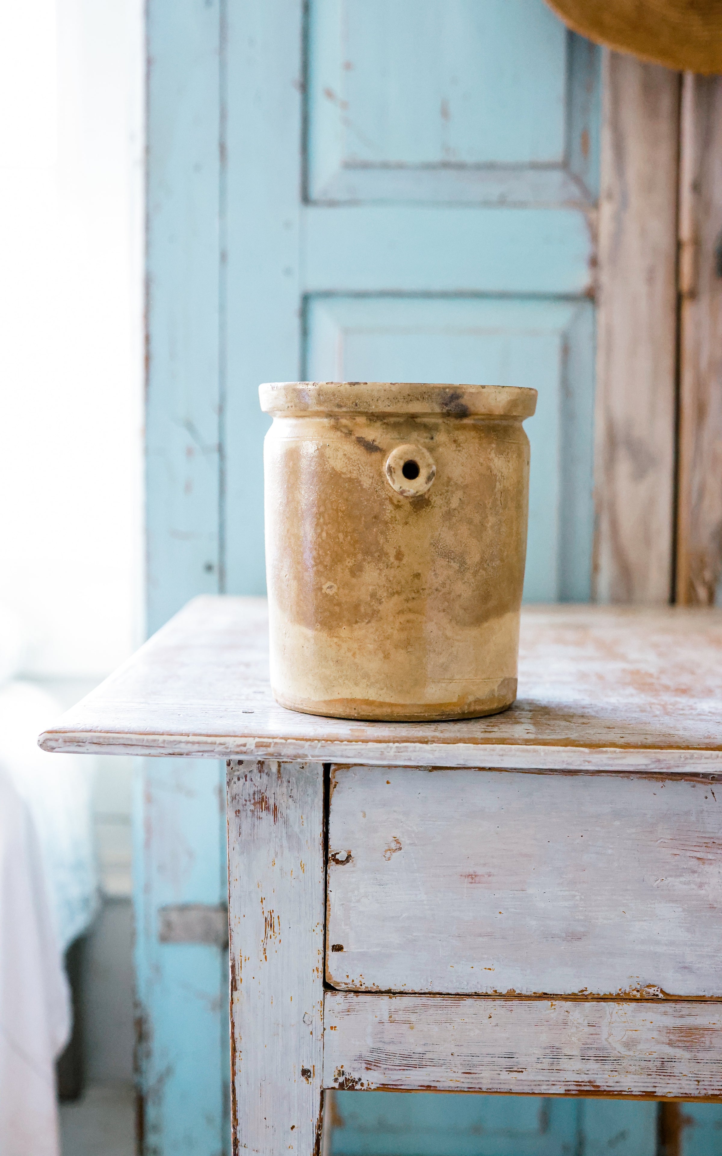 Large Vintage French Stoneware Crock Liz June's Atelier Lavender Essential Oil Candle