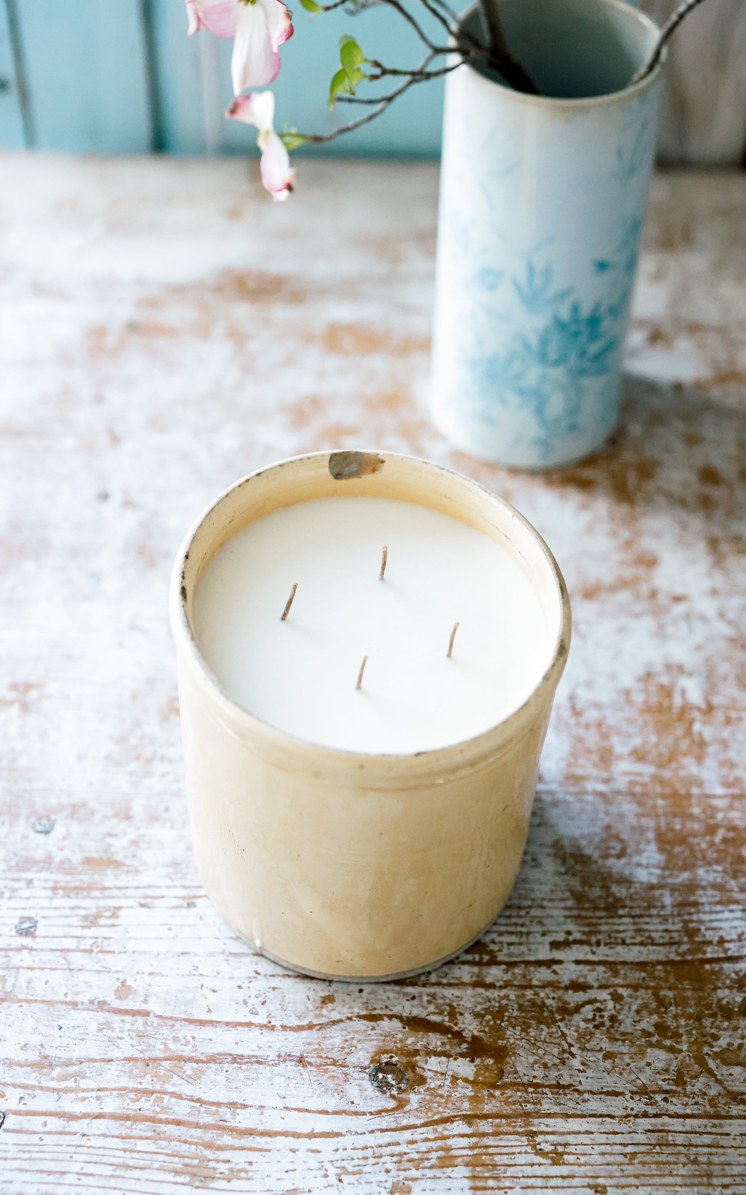 Vintage French Stoneware Crock Liz June's Atelier Lavender Essential Oil Candle