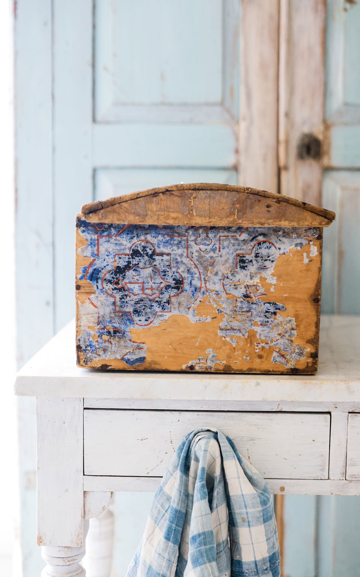 Vintage French Wallpapered Chest