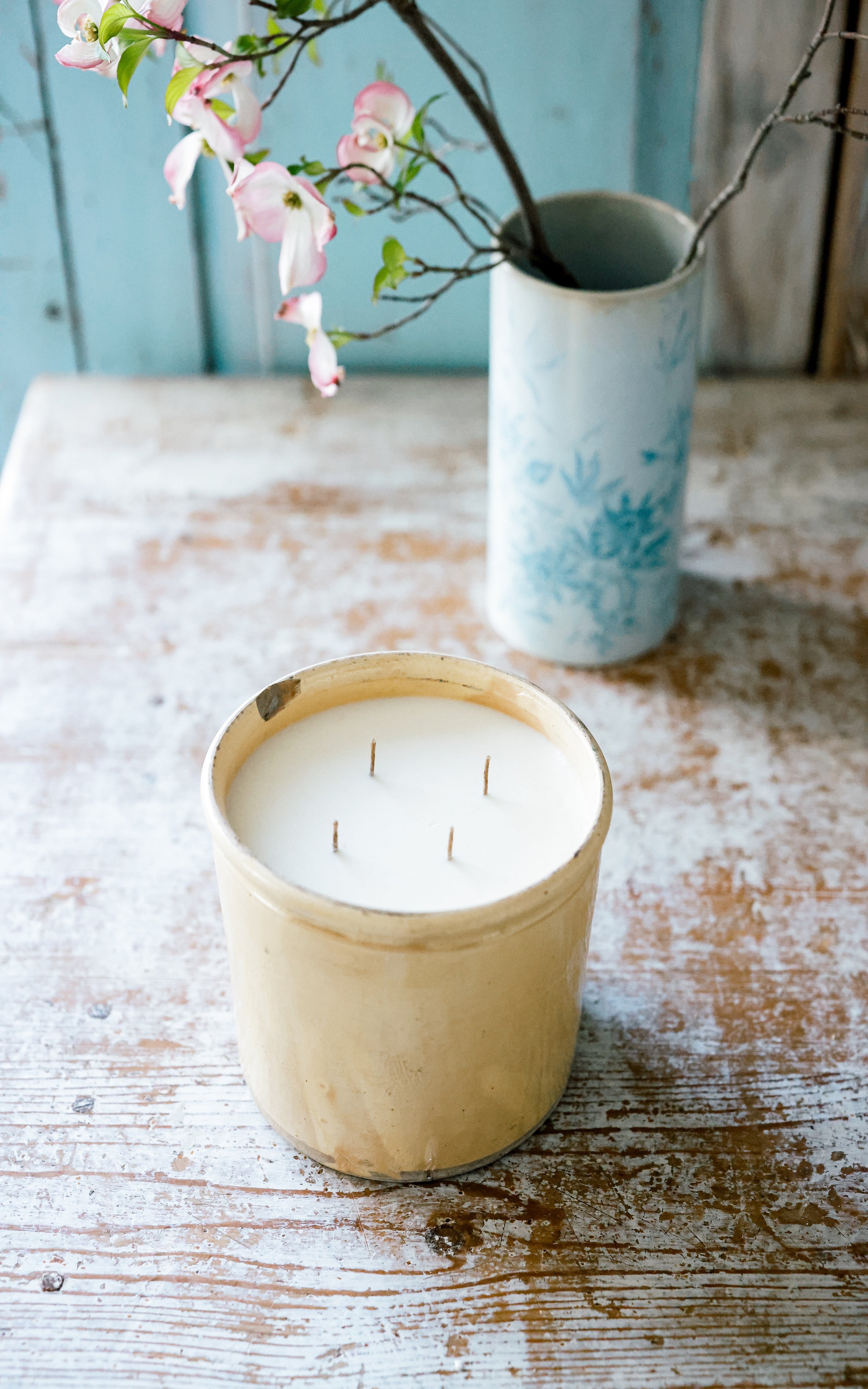 Vintage French Stoneware Crock Liz June's Atelier Lavender Essential Oil Candle