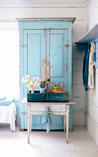 Vintage French Original Indigo Blue Trugg