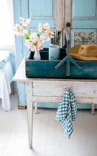 Vintage French Original Indigo Blue Trugg