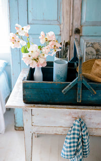 Vintage French Original Indigo Blue Trugg