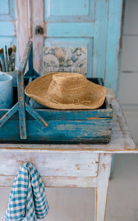Vintage French Original Indigo Blue Trugg