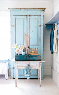 Vintage French Original Indigo Blue Trugg