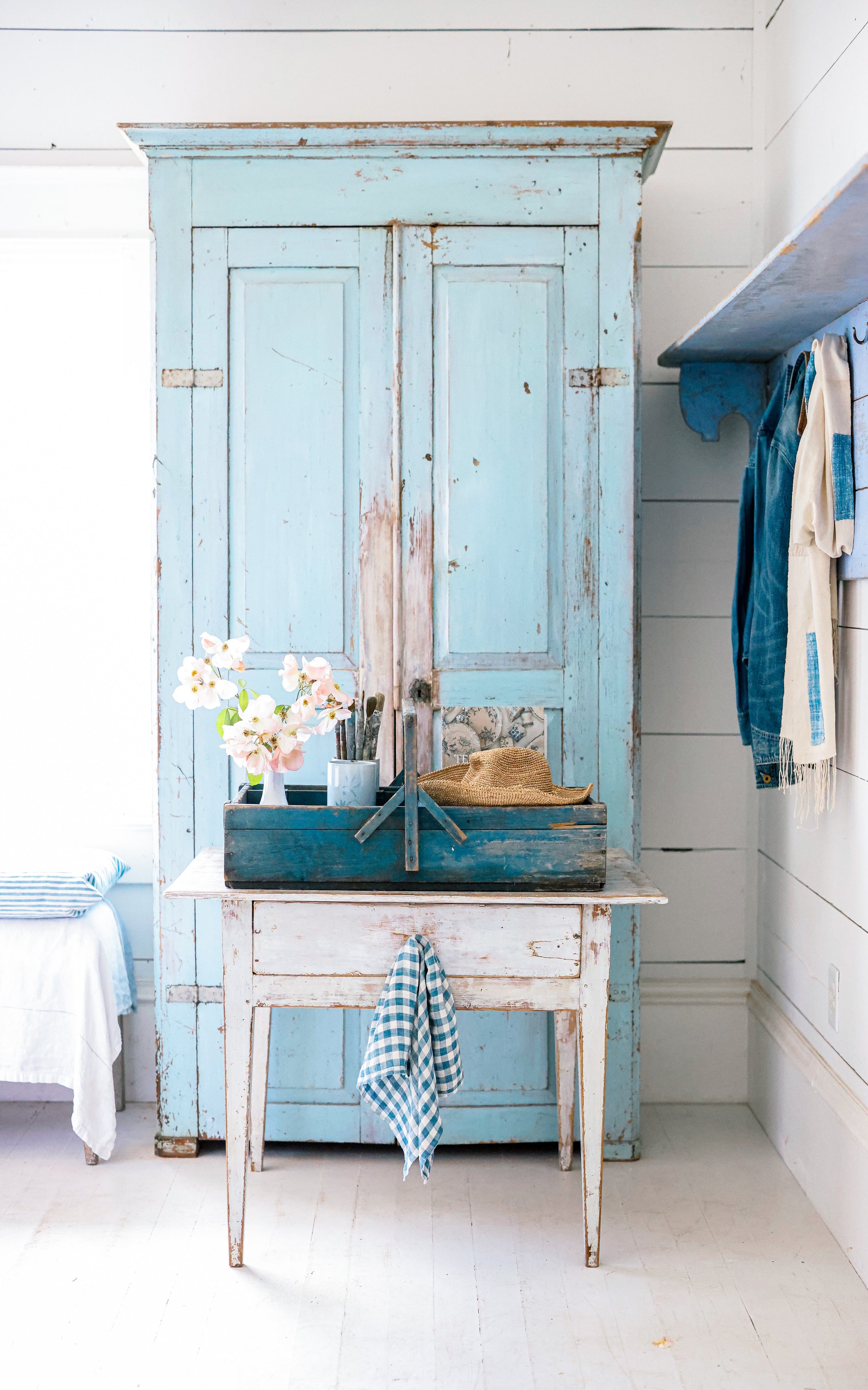 Vintage French Original Indigo Blue Trugg