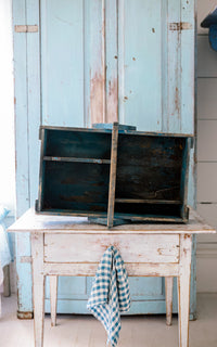 Vintage French Original Indigo Blue Trugg
