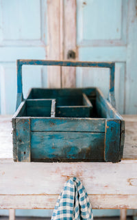 Vintage French Original Indigo Blue Trugg
