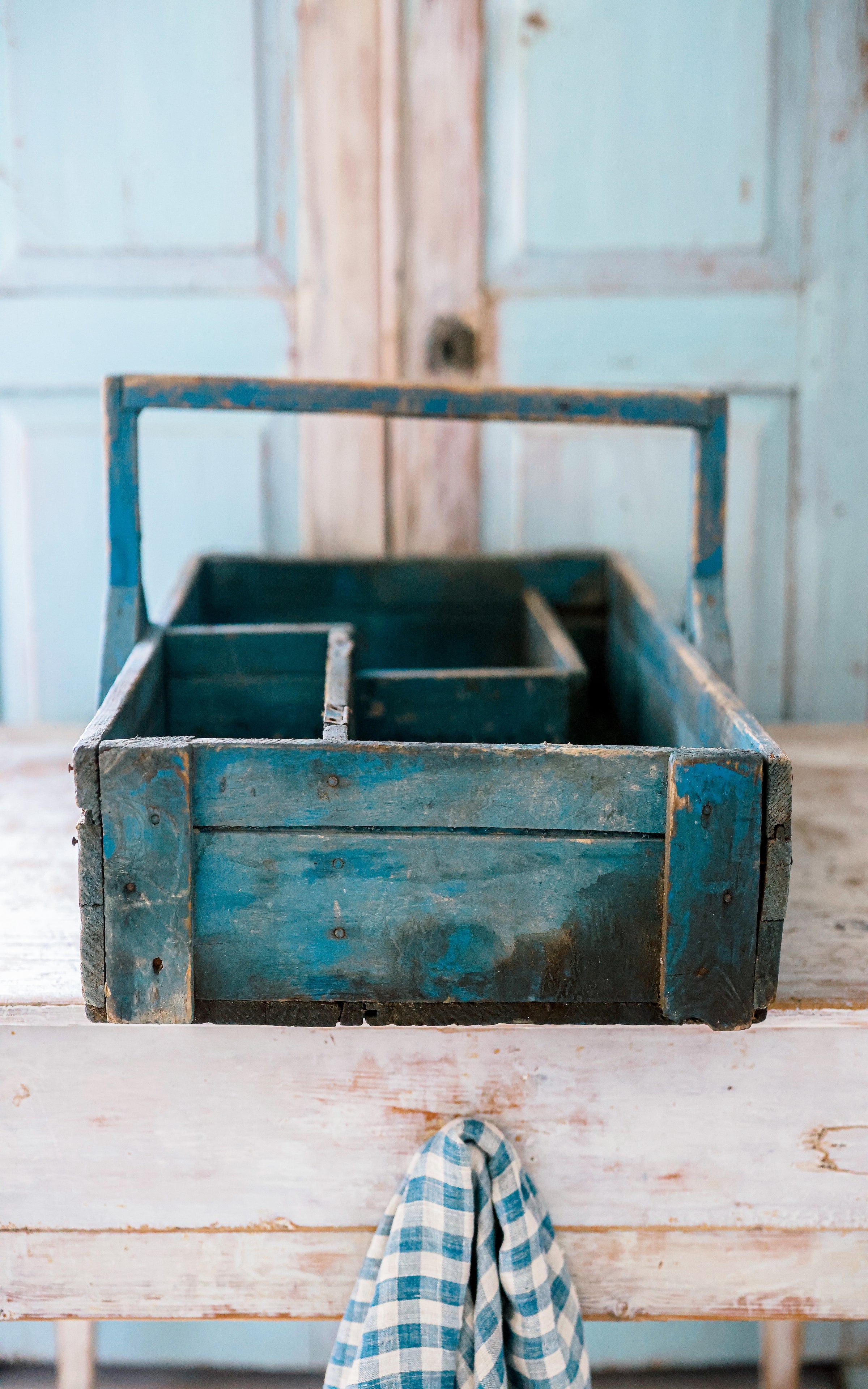 Vintage French Original Indigo Blue Trugg
