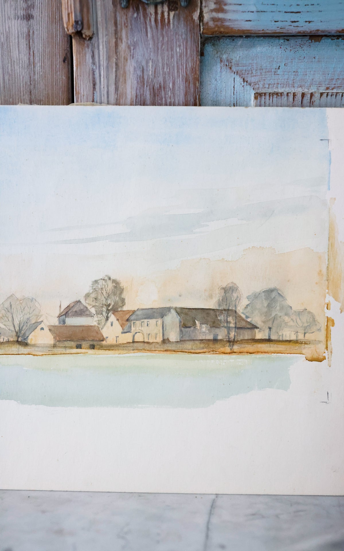 Vintage French Watercolor Painting