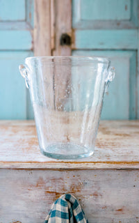Vintage French Hand Blown Glass Ice  Bucket