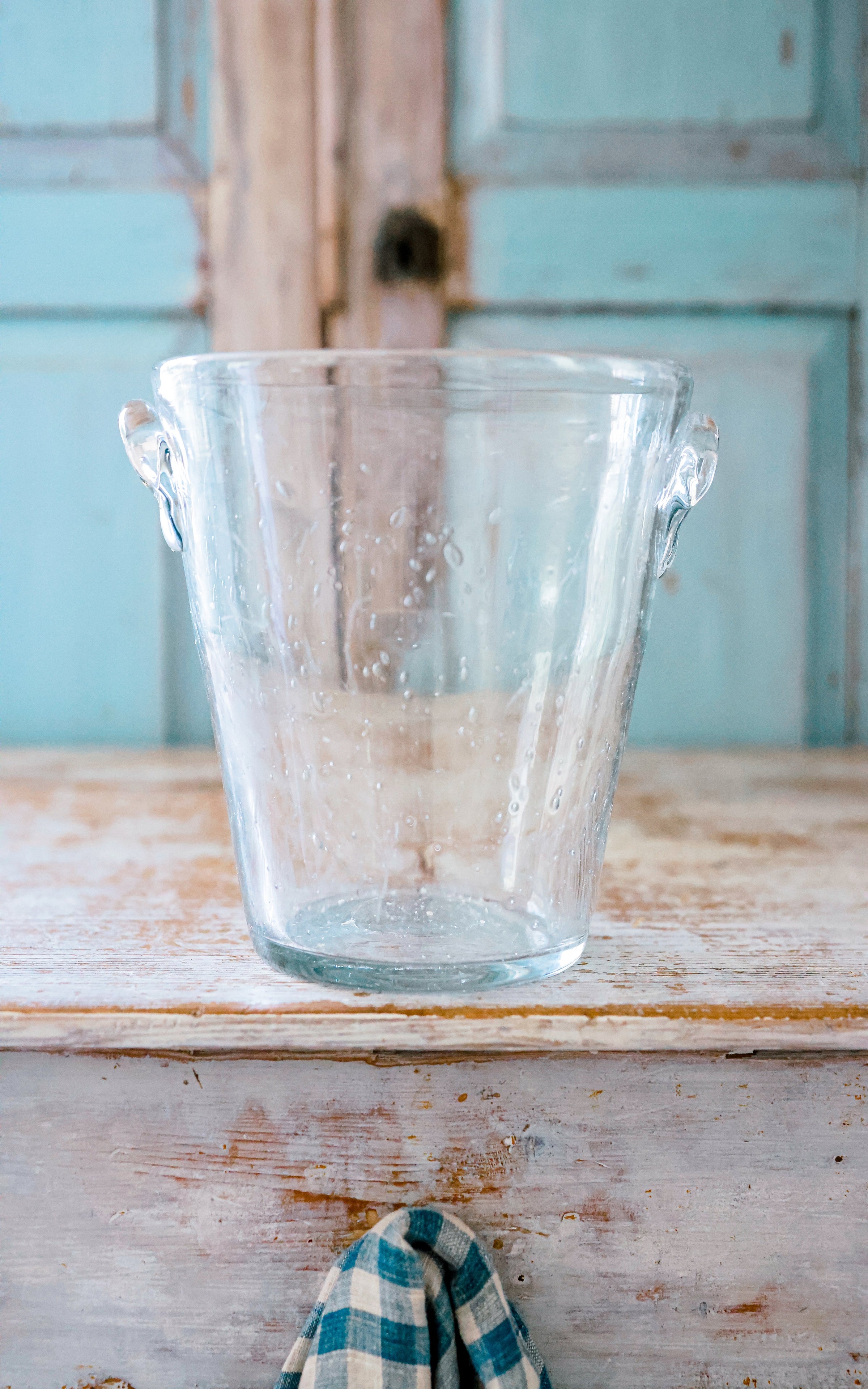 Vintage French Hand Blown Glass Ice  Bucket
