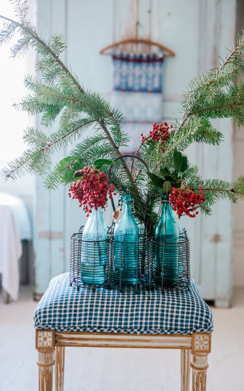 Vintage French Bottle Carrier & Six Swedish Lemonade Bottles
