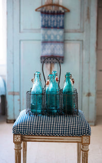 Vintage French Bottle Carrier & Six Swedish Lemonade Bottles