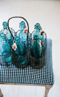 Vintage French Bottle Carrier & Six Swedish Lemonade Bottles