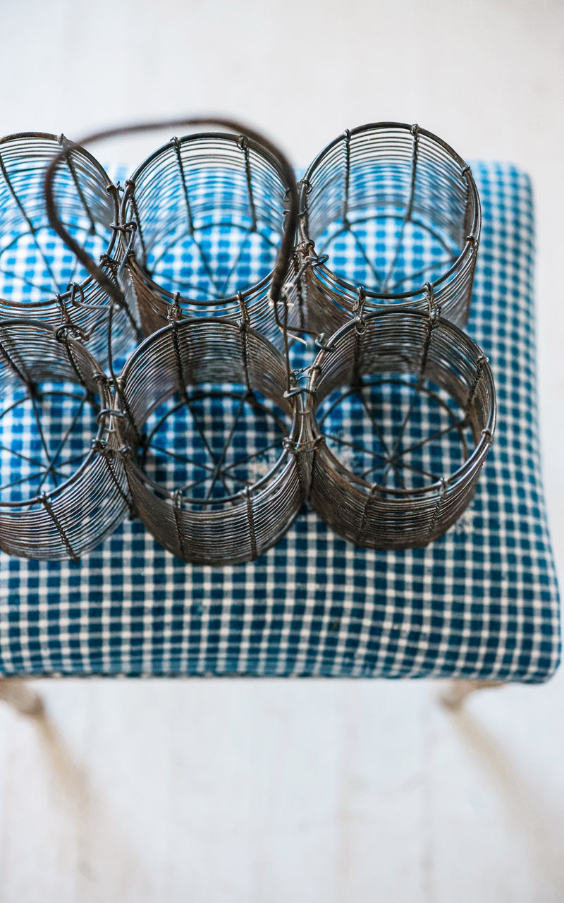 Vintage French Bottle Carrier & Six Swedish Lemonade Bottles