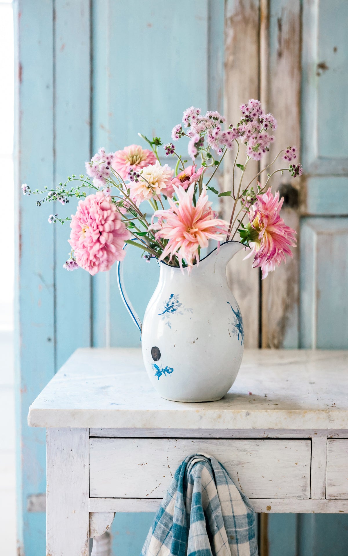 Vintage French Enamelware Pitcher