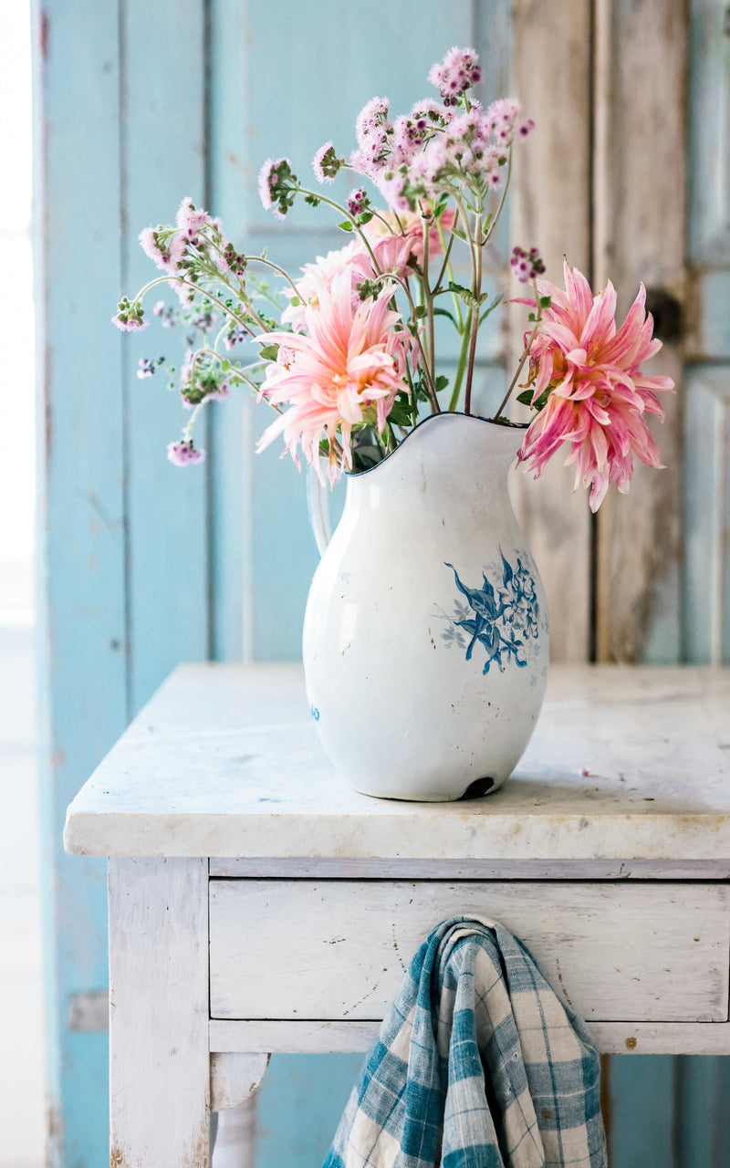 Vintage French Enamelware Pitcher