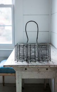 Vintage French Bottle Carrier & Six Swedish Lemonade Bottles