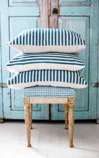 One Vintage Swedish Ticking Pillow Slip