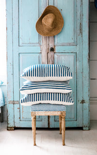One Vintage Swedish Ticking Pillow Slip