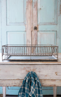 Vintage French Dish Rack with Zinc Drip Pan