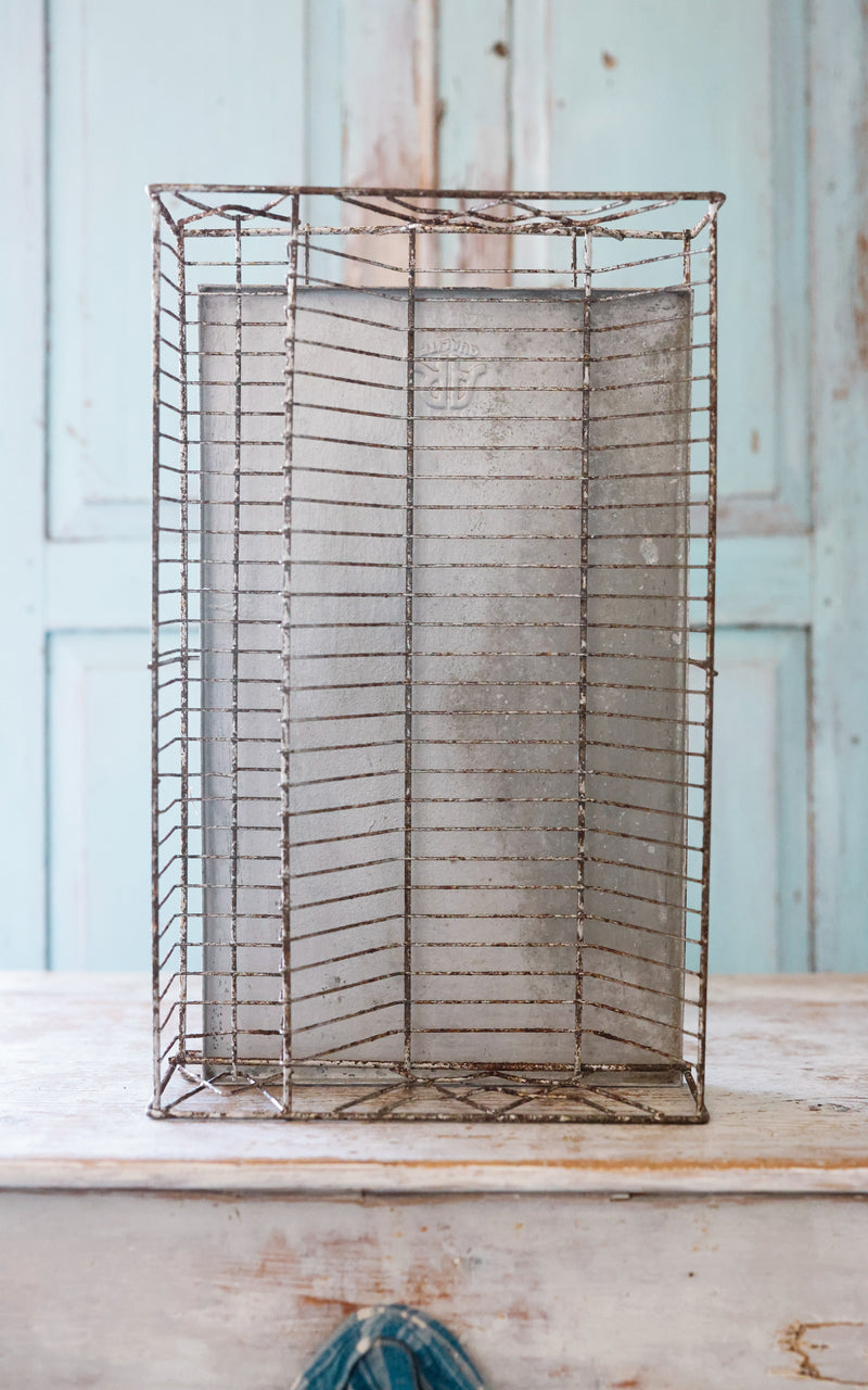 Vintage French Dish Rack with Zinc Drip Pan