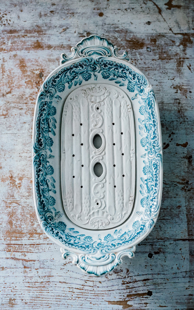 Vintage French Stoneware Asparagus Dish