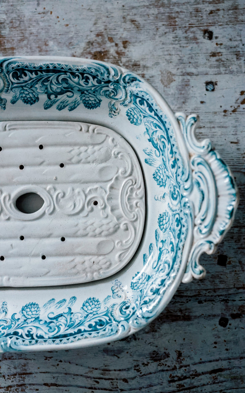 Vintage French Stoneware Asparagus Dish