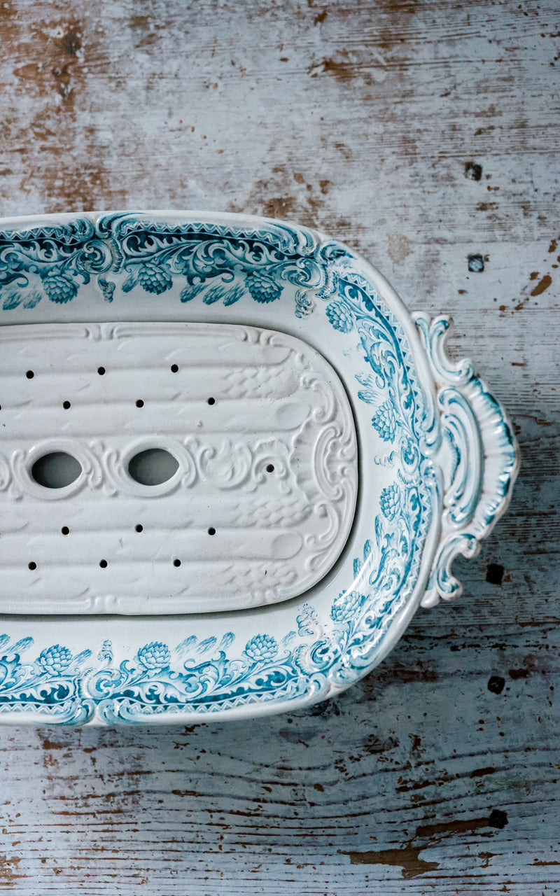 Vintage French Stoneware Asparagus Dish