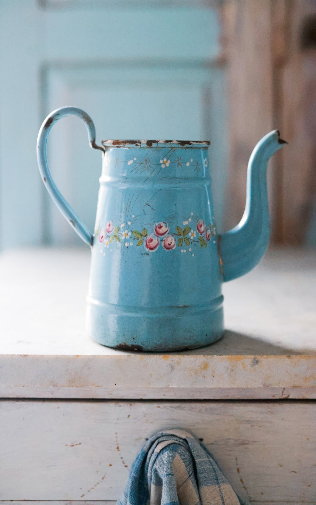 Vintage French Enamel Coffee Pot