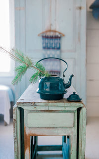 Vintage French Enamelware Tea Pot