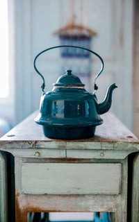Vintage French Enamelware Tea Pot