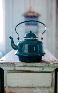 Vintage French Enamelware Tea Pot