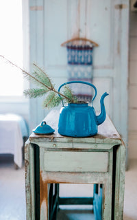 Vintage French Enamelware Tea Pot