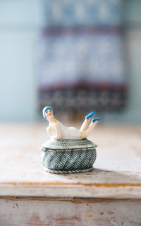Petite Vintage Porcelain Figurine Ring Container