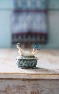 Petite Vintage Porcelain Figurine Ring Container