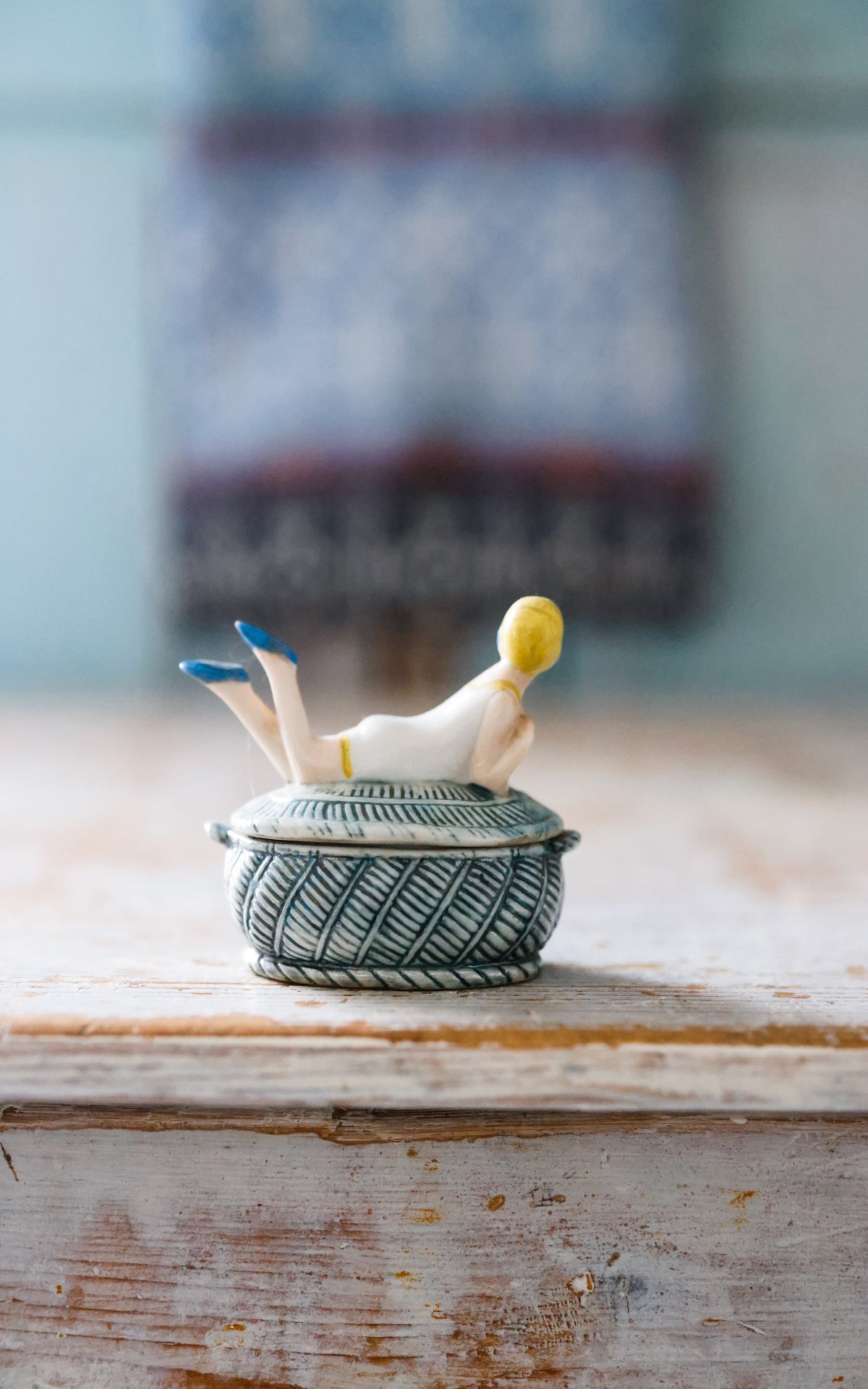 Petite Vintage Porcelain Figurine Ring Container