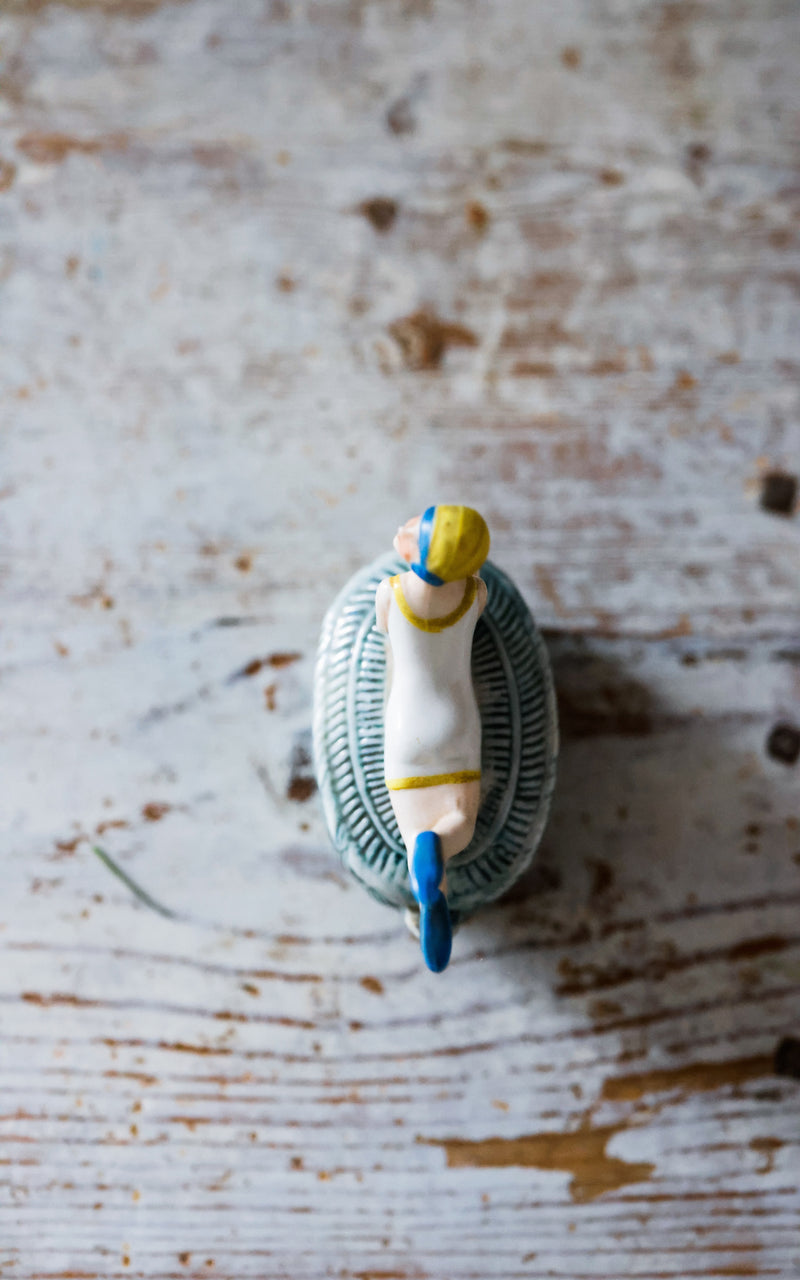 Petite Vintage Porcelain Figurine Ring Container