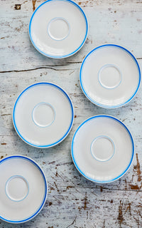 Set of Five Vintage French Stoneware Saucers