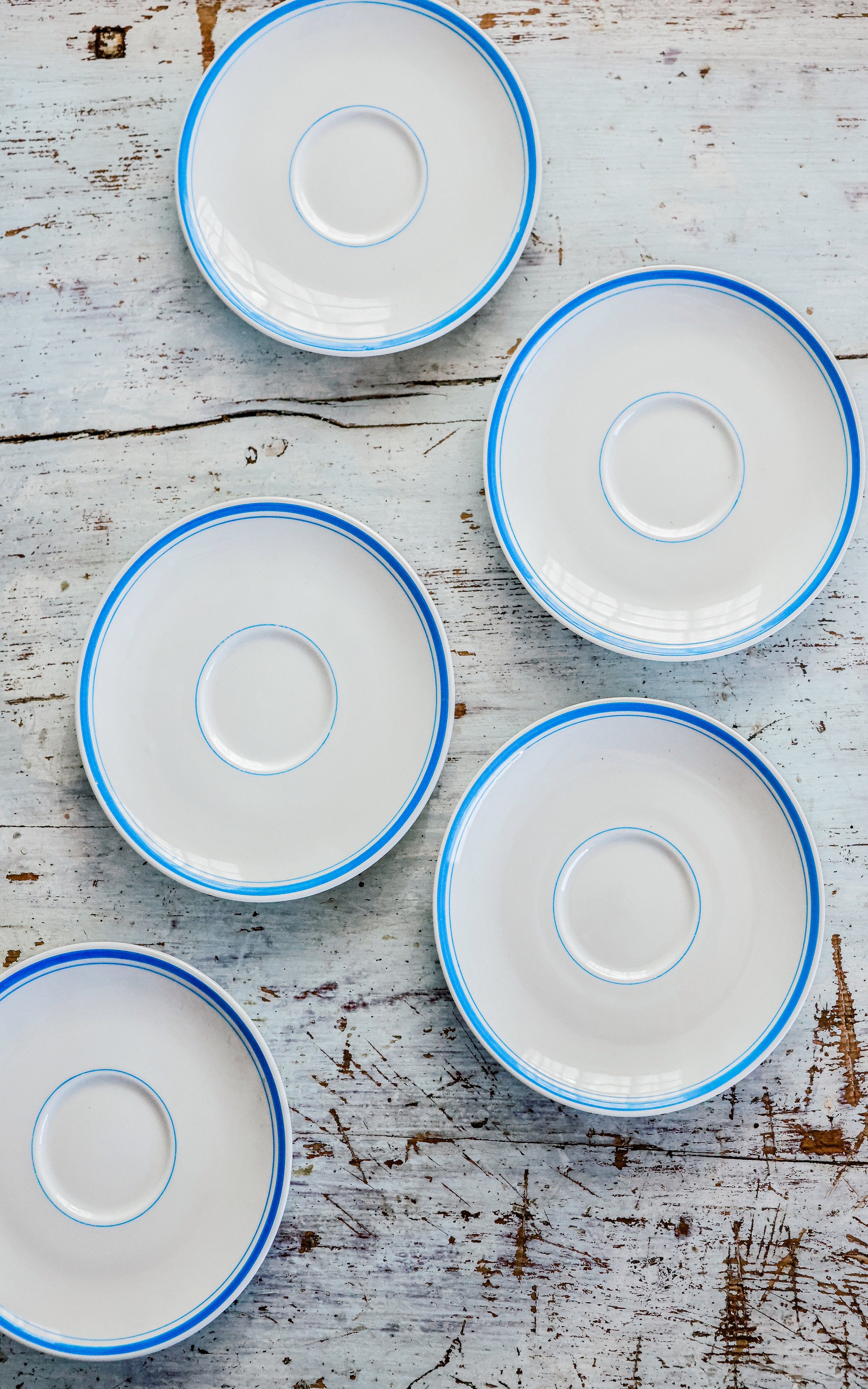 Set of Five Vintage French Stoneware Saucers