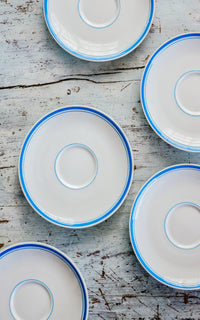 Set of Five Vintage French Stoneware Saucers