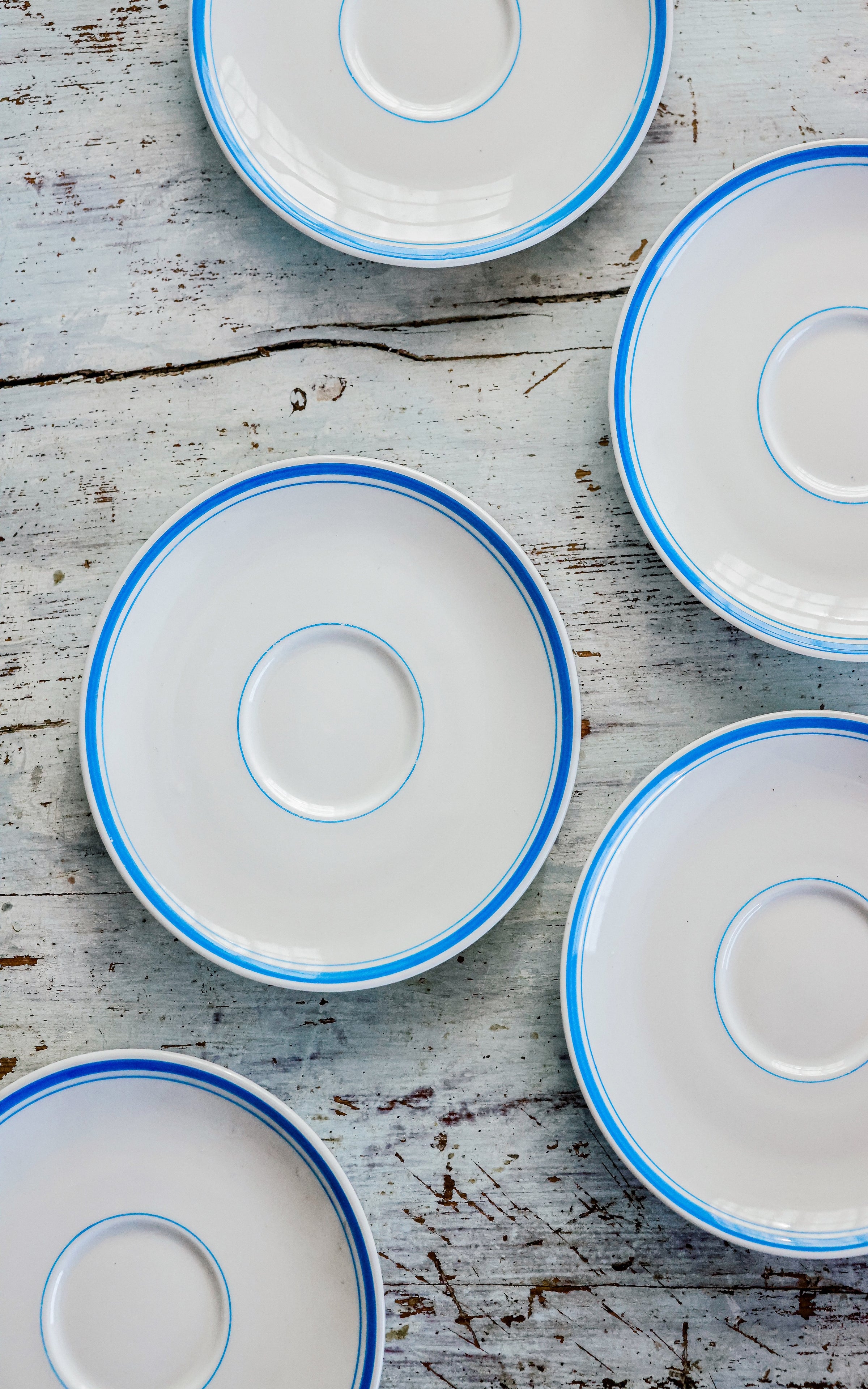Set of Five Vintage French Stoneware Saucers