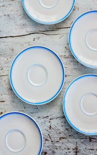 Set of Five Vintage French Stoneware Saucers