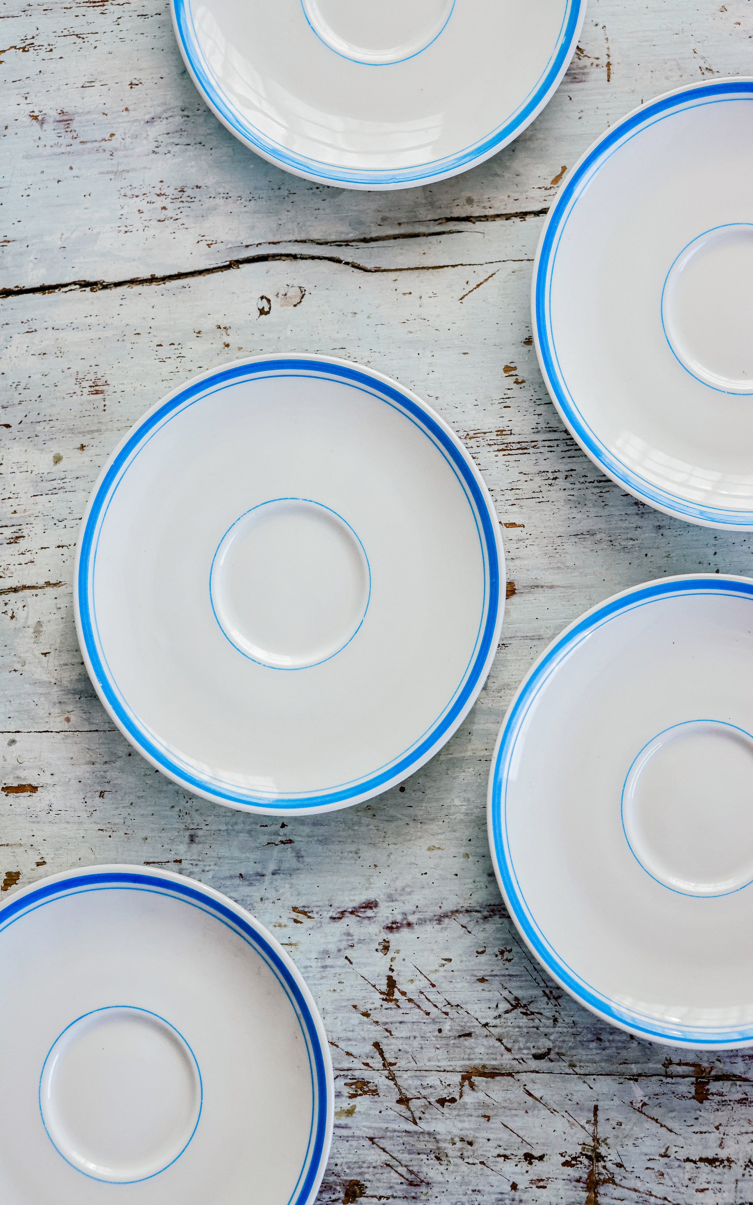 Set of Five Vintage French Stoneware Saucers