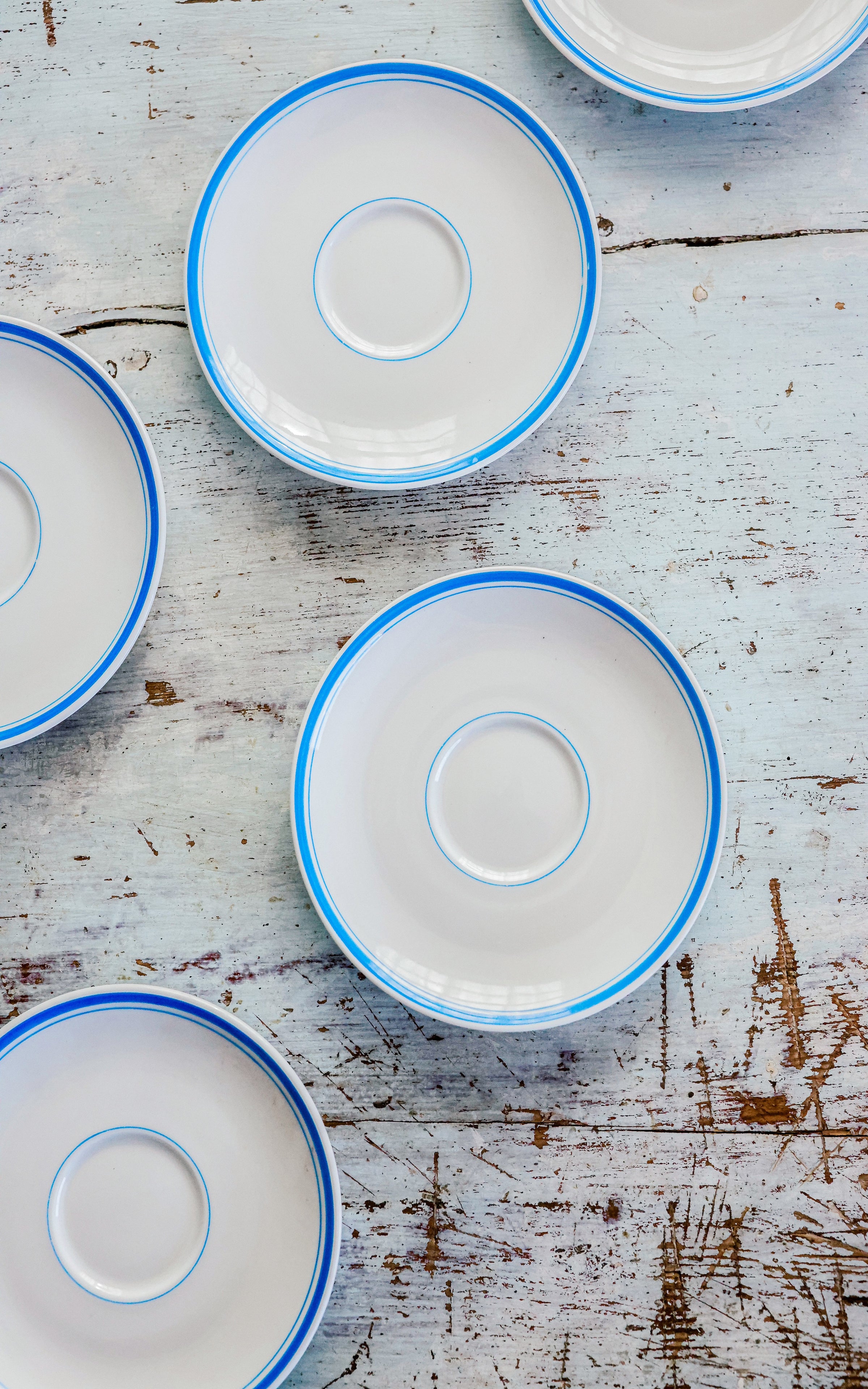 Set of Five Vintage French Stoneware Saucers