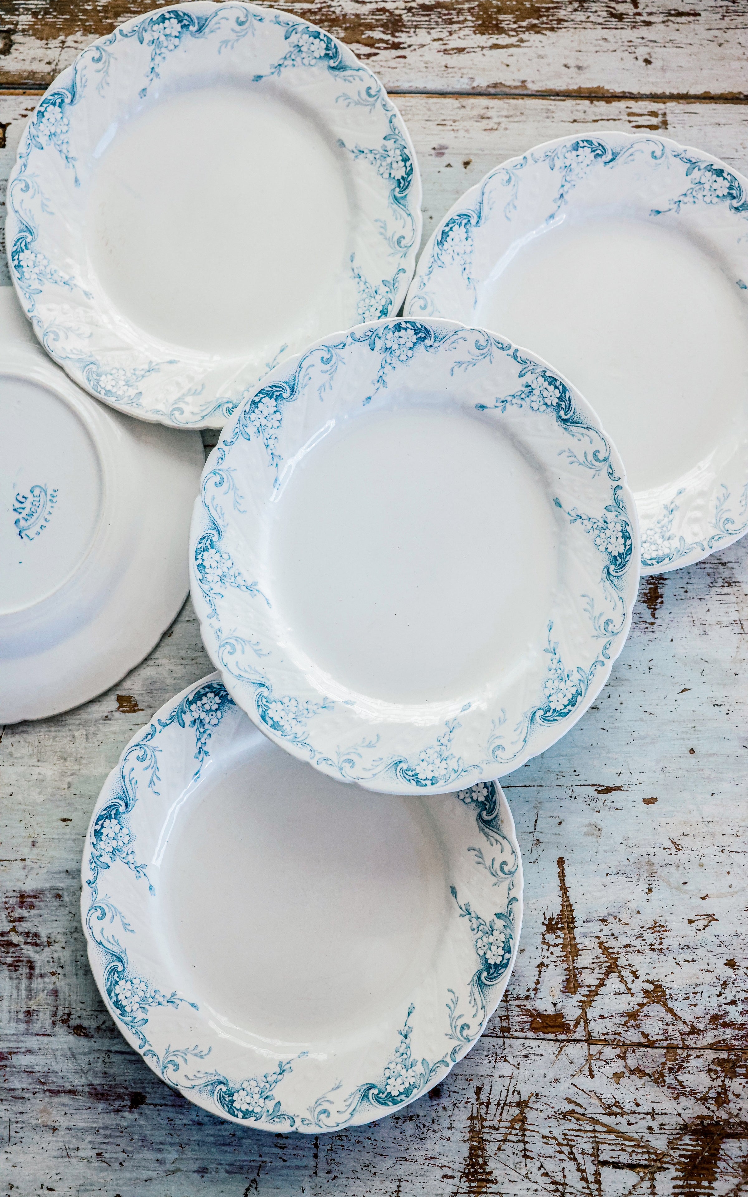 Set of Five Vintage French Stoneware Plates