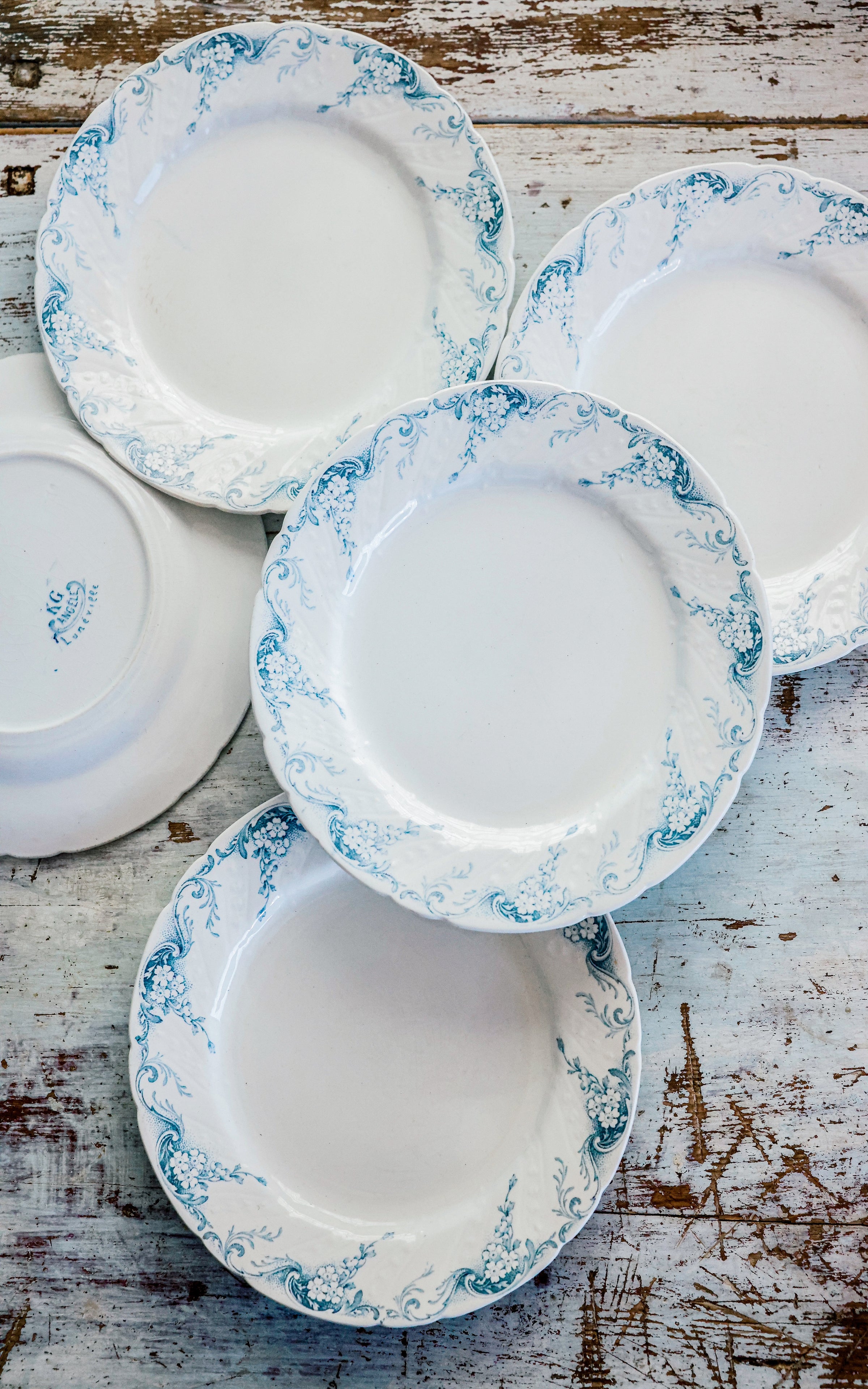 Set of Five Vintage French Stoneware Plates