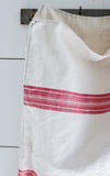 Vintage French Cranberry Red Striped Linen Flour Sack