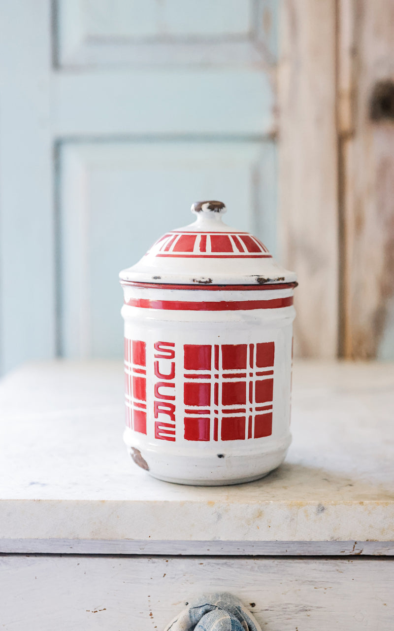 Vintage French Enamelware Canister